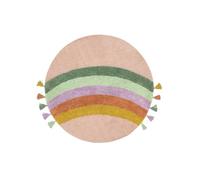 RugVista Rainbow Alfombra Infantil, Ø 100 cm, Rosa/Multi | Modernas, Niños, Redondo, Pelo medio, Lavado a máquina, Oeko-Tex 100, Sin productos químicos peligrosos, Cuarto del bebé