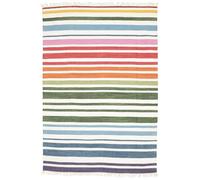 RugVista Rainbow Stripe, Alfombra, Kilim Moderno, 160 x 230 cm, Rectangular, Pelo Corto, Sala de Estar, Comedor, Dormitorio, Limpieza en seco, Certificado Care & Fair, Blanco