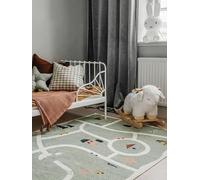RugVista Road Map, Alfombra Infantil, Modernas Niños, 160 x 230 cm, Rectangular, Pelo Corto, Cuarto del bebé, Lavado a máquina, Sin Productos químicos peligrosos, Verde/Multi