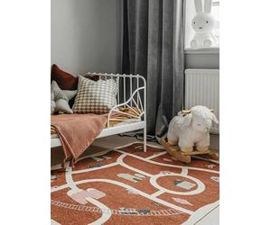 RugVista Road Map, Alfombra Infantil, Modernas Niños, 160 x 230 cm, Rectangular, Pelo Corto, Cuarto del bebé, Lavado a máquina, Sin Productos químicos peligrosos, Óxido/Multi