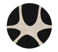 RugVista Stones Handtufted, Alfombra, Modernas Nuestros diseñadores, Ø 150 cm, Redondo, Pelo Medio, Sala de Estar, Comedor, Dormitorio, Pasillo, Limpieza en seco, Certificado Care & Fair, Negro