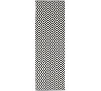 RugVista Torun, Alfombra Kilim Moderna, Pelo Corto, 80 x 250 cm, Moqueta de Pasillo/Runner, Calidad cert. Care & Fair, Algodón, Pasillo, Dormitorio, Cocina, Salón, Comedor, Despacho, Negro Blanco