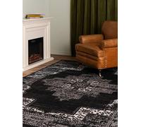 RugVista Vintage Vega, Alfombra, Alfombras Modernas, 300 x 200 cm, Rectangular, Pelo Corto, Sala de Estar, Comedor, Dormitorio, Cocina, Limpieza en seco, Oeko_Tex_100, Negro