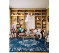 RugVista Vintage Vega, Alfombra, Alfombras Modernas, 300 x 200 cm, Rectangular, Pelo Corto, Sala de Estar, Comedor, Dormitorio, Cocina, Limpieza en seco, Oeko_Tex_100, Oscuro Azul/Turquesa