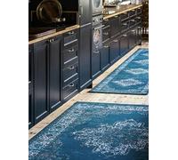 RugVista Vintage Vega, Alfombra, Alfombras Modernas, 80 x 400 cm, Rectangular, Pelo Corto, Sala de Estar, Comedor, Dormitorio, Cocina, Pasillo, Limpieza en seco, Oeko_Tex_100, Oscuro Azul/Turquesa