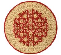 RugVista Ziegler Kaspin, Alfombra, / Kazak, Ø 200 cm, Redondo, Pelo Medio, Sala de Estar, Comedor, Dormitorio, Cocina, Limpieza en seco, Oeko_Tex_100, Rojo