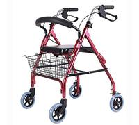 RUHEN Andador de 4 Ruedas Caminador Plegable Ligero Ajustable en Altura para Ancianos con Cesta de Asiento Ayuda para Caminar Marco de Aluminio para Adultos