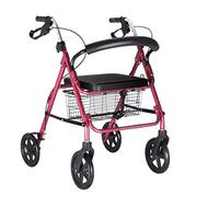 RUHEN Andador de 4 Ruedas Caminador Plegable Ligero Ajustable en Altura para Ancianos con Cesta de Asiento Ayuda para Caminar Marco de Aluminio para Adultos