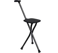 RUHEN Asiento de bastón Plegable, Ajuste de Altura del bastón Negro, Capacidad de 220 Libras, bastón de Senderismo de Viaje, para Personas Mayores, Taburete de Descanso para Viajes al Aire Libre