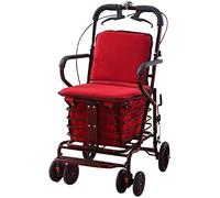 RUHEN Carro de Compras Rollator Walker Acero al Carbono Plegable Envejecido Diseño de Freno de Dos Manos Alarma de Pedal de Gran Capacidad Carro de supermercado de Seis Ruedas Andador para el