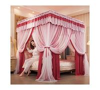 RUHEN Cortinas de Cama de Piso a Techo para Dormitorio de niñas, Dosel de Cama con Soporte de 4 Postes, fácil de Instalar.