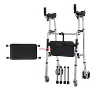 RUHEN Mobility Walker Seniors Andador Rodante Vertical con Asiento y 4 Ruedas Andador Plegable Portátil para Mujeres Adulto Altura Ajustable