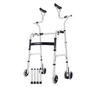 RUHEN Movilidad Walker Wheel Walking Frame con reposabrazos Almohadilla de Soporte Ayuda para Caminar Altura Ajustable Aleación de Aluminio Gruesa Rehabilitación Auxiliar Ancianos