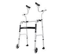 RUHEN Movilidad Walker Wheel Walking Frame con reposabrazos Almohadilla de Soporte Ayuda para Caminar Altura Ajustable Aleación de Aluminio Gruesa Rehabilitación Auxiliar Ancianos