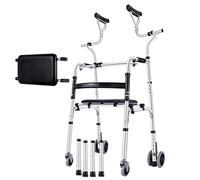 RUHEN Movilidad Walker Wheel Walking Frame con reposabrazos Almohadilla de Soporte Ayuda para Caminar Altura Ajustable Aleación de Aluminio Gruesa Rehabilitación Auxiliar Ancianos