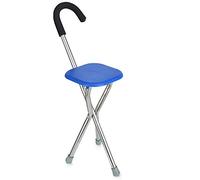 RUHEN Persona Mayor Bastones Plegables Antideslizantes Taburete Silla Bastón con Asiento Espesar Acero Inoxidable Altura Fija Asiento Cuadrado Estable Soporte de 3 Patas Muleta