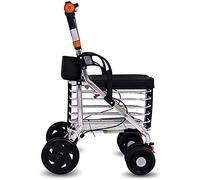 RUHEN Rollator Walker 4 Ruedas Camina Plegable Movilidad Ayuda para Caminar Asiento Ajustable En Altura Y Cesta De La Compra En La Parte Inferior