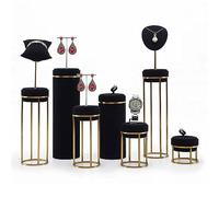 RUHEN Soporte para Joyas Soporte Organizador de Joyas 7 Piezas Estante de Exhibición de Joyas Conjunto Surtido de Terciopelo Negro Exhibidor de Joyas Collar Pulsera Pendientes Anillo Colgante Soporte