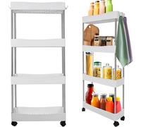Ruhhy, Estantería Multiusos con Ruedas - Carrito Organizador de Cocina y Baño, 4 Niveles, Diseño Compacto - Organizador con Ruedas Giratorias - Estantería de Almacenamiento Portátil y Estable - Carro