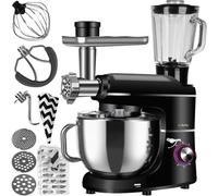 Ruhhy Robot de cocina Cuenco de acero inoxidable de 6,2 L, 2200 W, 6 velocidades + función de pulso, utensilios de cocina para pasteles y pan con accesorios para hornear para cocineros aficionados y