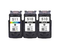 RUHJFBQL Cartucho de Tinta Compatible PG-510 CL-511 for impresoras IP2700, MP230, MP240, MP250, MP260, MP270 y MP280.(2 BK 1 Color)