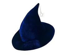 Ruhnjyg Sombrero de bruja de ala ancha, sombrero de bruja, nuevo colgante de estrella, accesorios de cosplay para Halloween, fiesta de disfraces, Navidad, bailes de máscaras, carnavales