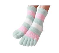 RUHTEUO 3 Pares De Calcetines Gruesos 5 Dedos For Mujer, Cálidos Invierno Con, Zapatillas Suelo Suaves Y Acogedoras A Rayas For para Running, Gimnasio y Uso Diario(3 pair Green)