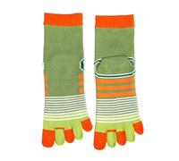 RUHTEUO 5 Pares De Calcetines Con Punta For Hombre, Gruesos Algodón Coloridos Cinco Dedos, Deportivos Cortos A Rayas Los Pies EU39-45 para Running, Gimnasio y Uso Diario(5 pairs green)