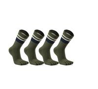 RUHTEUO 5 Pares De Calcetines Con Punta For Hombre, Largos Algodón A Rayas, Gruesos, Suaves, Elásticos para Running, Gimnasio y Uso Diario(Green)