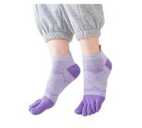 RUHTEUO 5 Pares De Calcetines Grandes Cinco Dedos For Mujer Y Niña, Algodón Absorbentes para Running, Gimnasio y Uso Diario(5 pairs purple,EU 35-39)