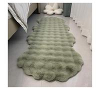 RUHTEUO Alfombra al Lado de la Cama Alfombra de Terciopelo Burbujas for decoración del hogar, cojín sofá Felpa Esponjoso Alfombra Dormitorio Matrimonio(Green,60x140cm(23.6x55in))