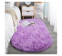 RUHTEUO Alfombra al Lado de la Cama Alfombra Ovalada de Felpa y Sedosa, decoración Moderna for el hogar, Sala Estar, sofá, Mesa café, Suelo Alfombra Dormitorio Matrimonio(Purple,40x60cm)
