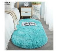 RUHTEUO Alfombra al Lado de la Cama Alfombra Ovalada de Felpa y Sedosa, decoración Moderna for el hogar, Sala Estar, sofá, Mesa café, Suelo Alfombra Dormitorio Matrimonio(Sky Blue,60x90CM)