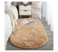 RUHTEUO Alfombra al Lado de la Cama Alfombra Ovalada de Felpa y Sedosa, decoración Moderna for el hogar, Sala Estar, sofá, Mesa café, Suelo Alfombra Dormitorio Matrimonio(Beige2,60x90CM)