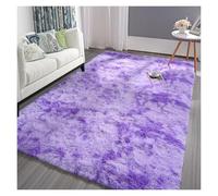 RUHTEUO Alfombra al Lado de la Cama Alfombras for Dormitorio, Alfombra esponjosa Gris teñida con Lazo for Sala de Estar Alfombra Dormitorio Matrimonio(Purple,60x90cm 24x35in)