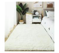 RUHTEUO Alfombra al Lado de la Cama Alfombras Suaves for Dormitorio, Alfombra de Noche Peluda y teñida con Lazo Antideslizante Alfombra Dormitorio Matrimonio(Cream White,120x160cm I 47x62in)