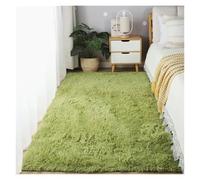 RUHTEUO Alfombra al Lado de la Cama Alfombras Suaves for Dormitorio, Alfombra de Noche Peluda y teñida con Lazo Antideslizante Alfombra Dormitorio Matrimonio(Grass Green,80x120cm I 31x47in)