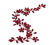 RUHTEUO Banda de boda Cinturón rojo brillante con diamantes de imitación, ideal for damas honor boda, bola cristal y flores Cinturón de diamantes de imitación para mujer(Color)