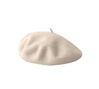 RUHTEUO Boina Negra de Lana for Invierno - Gorro Boina Color Liso for Mujer y niña, Ideal for Primavera otoño para Accesorio, Disfraz(Beige)
