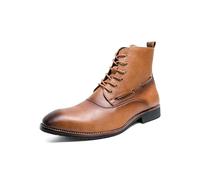 RUHTEUO Botas Chelsea de estilo italiano for hombre, zapatos vestir a media pantorrilla, botines formales negocios, casuales cuero partido for(Brown,41)