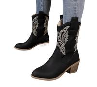 RUHTEUO Botas mujer cowboy Botas de mujer, zapatos casuales moda for, tacones altos, estilo extraño, punta puntiaguda, botas color liso Botas media caña mujer(Black,38)