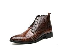 RUHTEUO Botas vaqueras hombre Botas Chelsea de tacón bajo con cordones for hombre, color marrón, cuero, estilo ejecutivo, diseñador, vaquero informal y puntiagudo Botas camperas hombre(Brown,39)