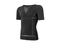 RUHTEUO Camisas de compresión Moldeadoras Cuerpo for Hombres, Ropa Moldeadora Abdomen, Adelgazante Barriga, moldeadores ginecomastia, Entrenador Cintura corsé, Tops(Black with Sleeve,XXL)