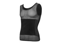 RUHTEUO Camisas de compresión Moldeadoras Cuerpo for Hombres, Ropa Moldeadora Abdomen, Adelgazante Barriga, moldeadores ginecomastia, Entrenador Cintura corsé, Tops(Black Without Sleeve,L)