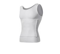 RUHTEUO Camisas de compresión Moldeadoras Cuerpo for Hombres, Ropa Moldeadora Abdomen, Adelgazante Barriga, moldeadores ginecomastia, Entrenador Cintura corsé, Tops(White Without Sleeve,XXL)