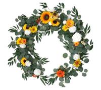 RUHTEUO Flores Artificiales Colgantes Guirnaldas de Flores for Caminos Mesa, centros Novios for decoración Bodas Enredaderas Artificiales Decorativas(Sunflower)