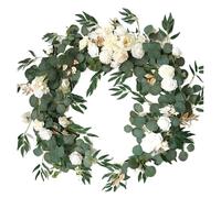 RUHTEUO Flores Artificiales Colgantes Guirnaldas de Flores for Caminos Mesa, centros Novios for decoración Bodas Enredaderas Artificiales Decorativas(Creamy White)