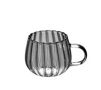 RUHTEUO Heat Resistant Glass Striped Water Cup Breakfast Oatmeal Milk Coffee Household Large Capacity With Handle Ideal para cócteles largos y sin alcohol(370ml)