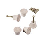 RUHTEUO Mini perillas redondas de madera decorativas for el hogar, tirador armario, cajón, herrajes for muebles con tornillos, 23x20mm, 5 uds para armario(Beige)