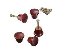 RUHTEUO Mini perillas redondas de madera decorativas for el hogar, tirador armario, cajón, herrajes for muebles con tornillos, 23x20mm, 5 uds para armario(Red)